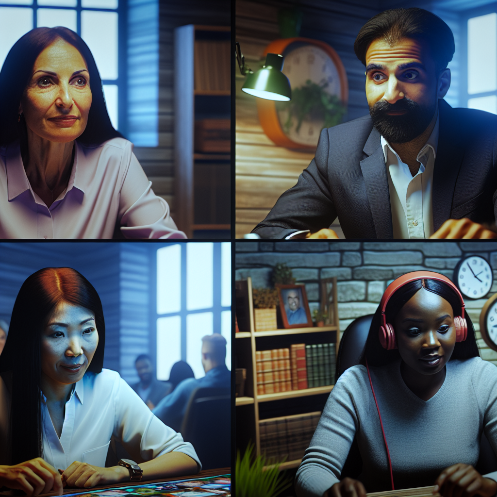 Four individuals are participating in a video conference.