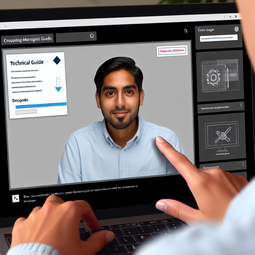 A person is interacting with a technical guide on a computer.
