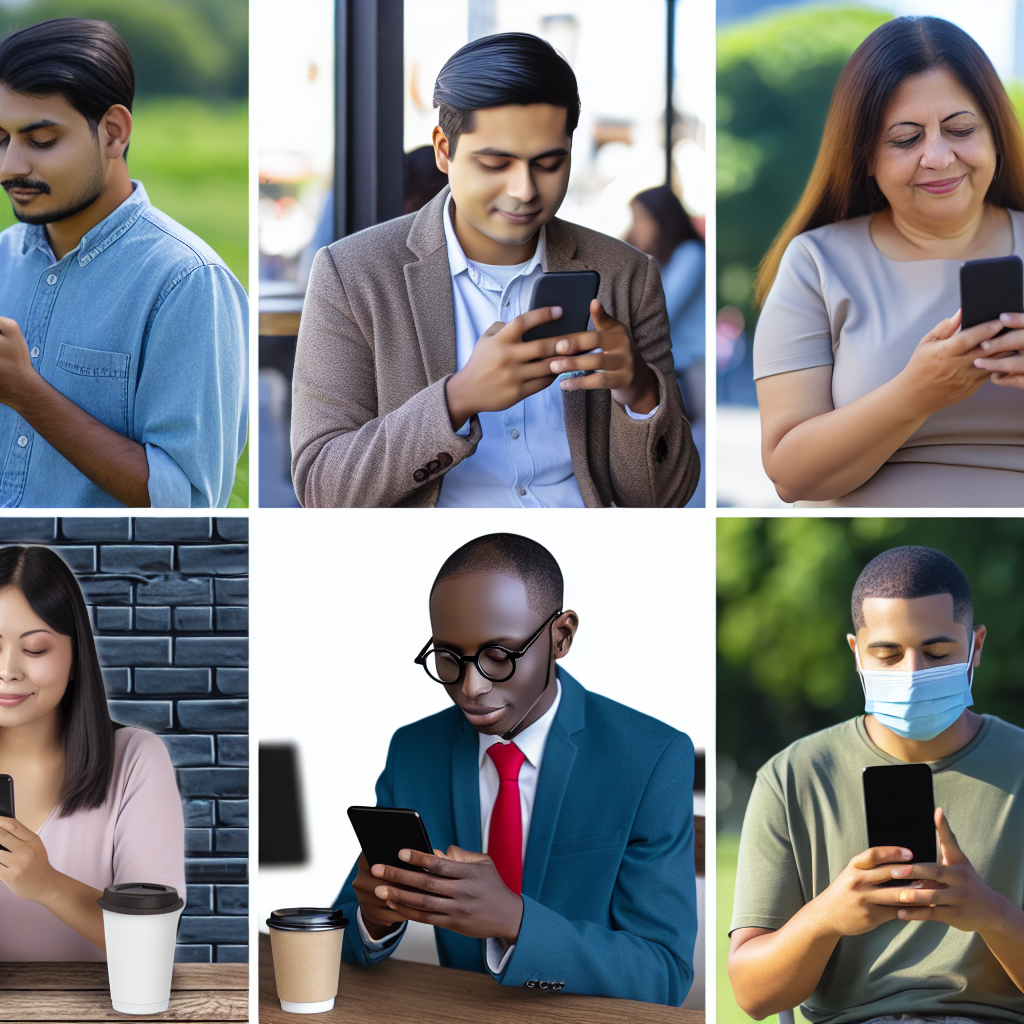 People using their smartphones.